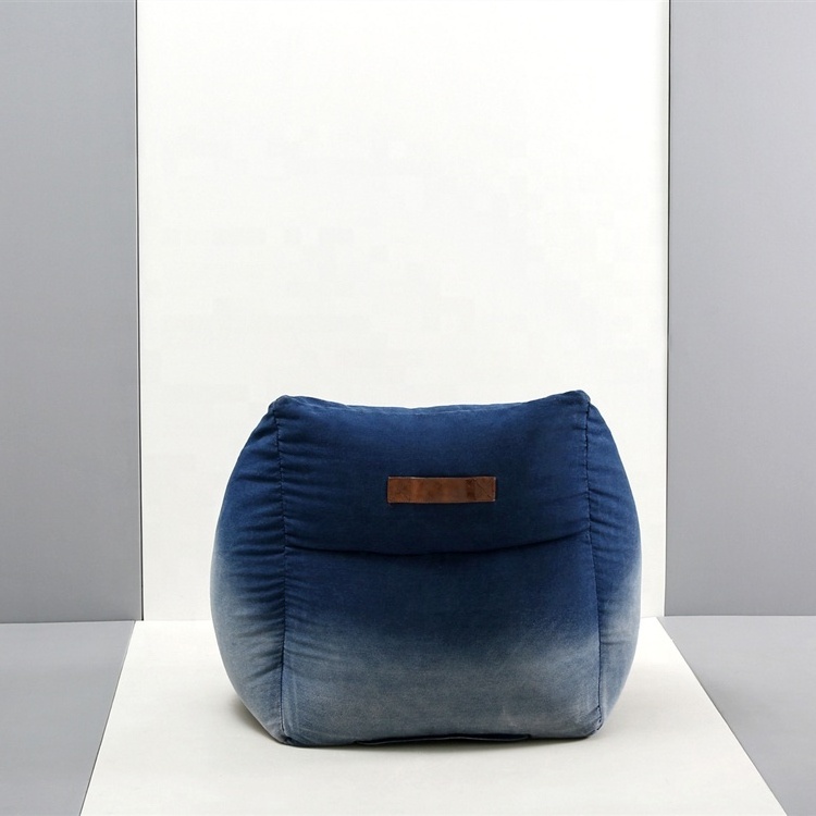 Denim fabric cube design bean bag sofa cover