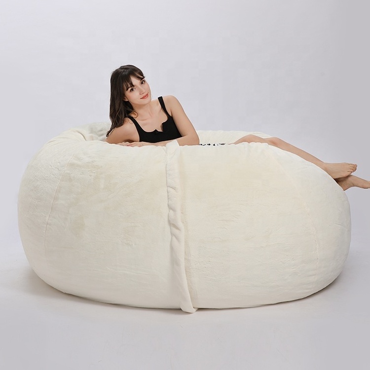 Extra Large Bean Bag Love Sack Sofa Bed 7ft Foam Filled living room chair Faux Fur Giant sofa cum bed Bean Bag Chair