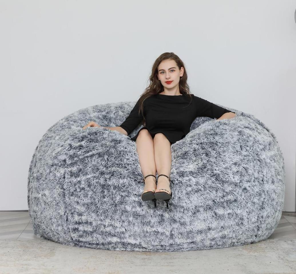 Extra Large Bean Bag Love Sack Sofa Bed 7ft Foam Filled living room chair Faux Fur Giant sofa cum bed Bean Bag Chair