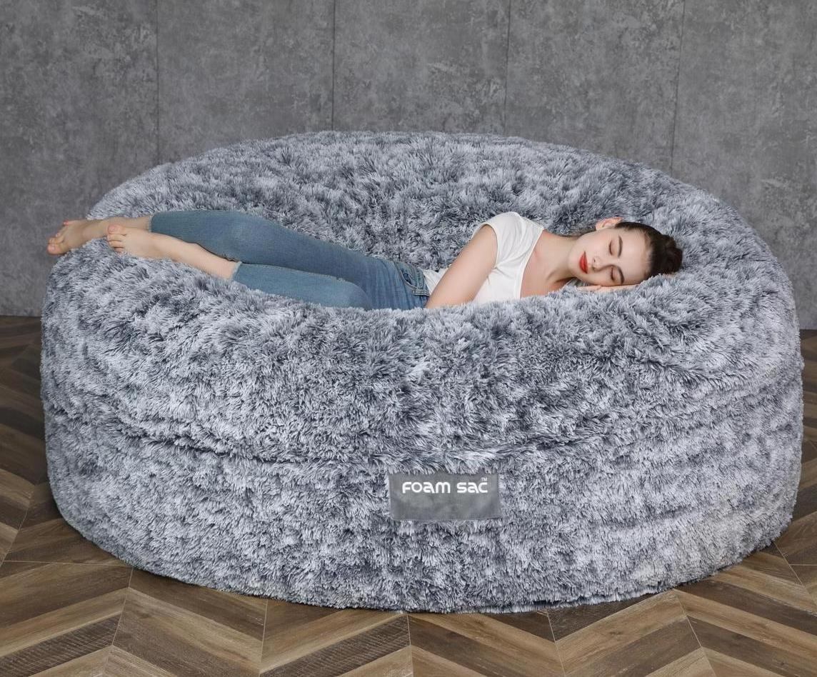 Extra Large Bean Bag Love Sack Sofa Bed 7ft Foam Filled living room chair Faux Fur Giant sofa cum bed Bean Bag Chair