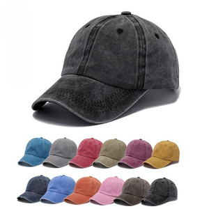 Washed hats embroidered logo European and American made old dad hats wholesale Washed Baseball caps