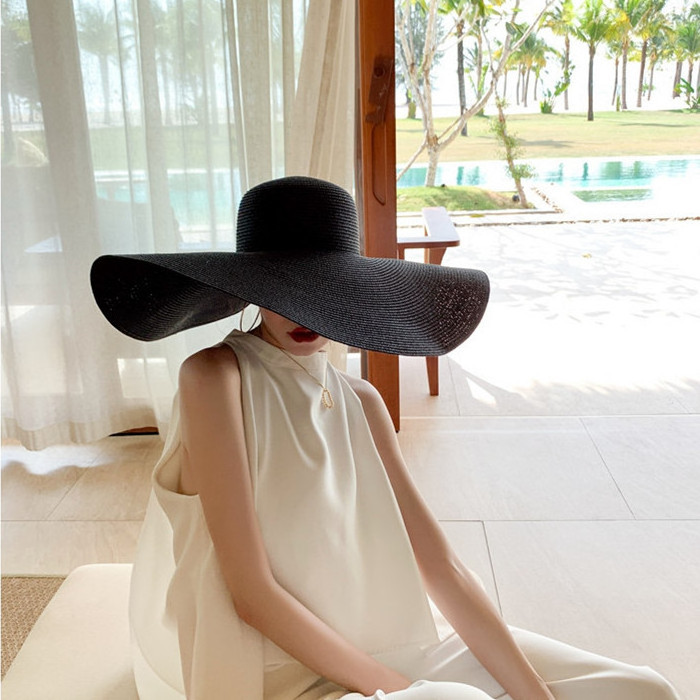 INS women's oversized summer sun  hat beach hat foldable women straw hat