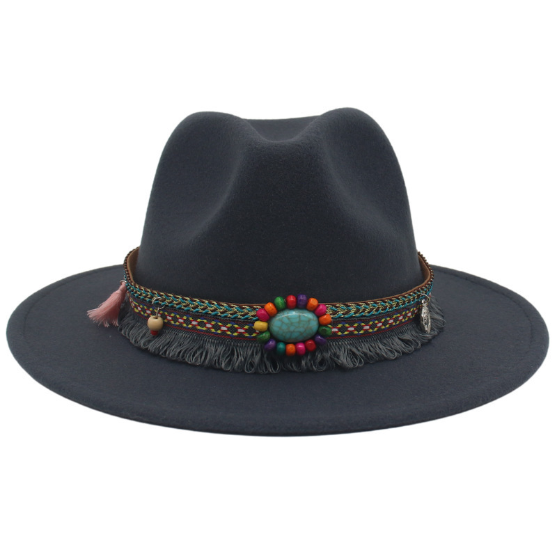 Wholesale Cowboy Hat Jewelry accessory collection Woolen Hat Fedora Hats for women