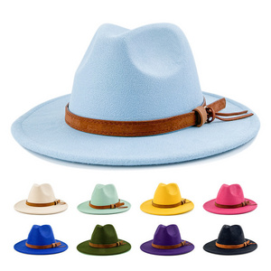 OEM Luxury Womens Fedora Hats Felt Custom Wide Brim Wool Rancher Crown Colorful Chapeau Femme Sombreros Wholesale