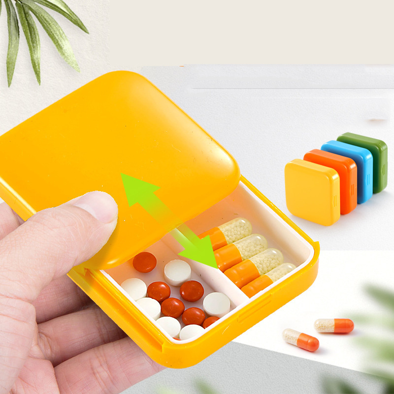 50Mm Square Holder Container Medicine Case Small Capsule Organizer Metal Silver Storage Travel Portable Stainless Steel Pill Box