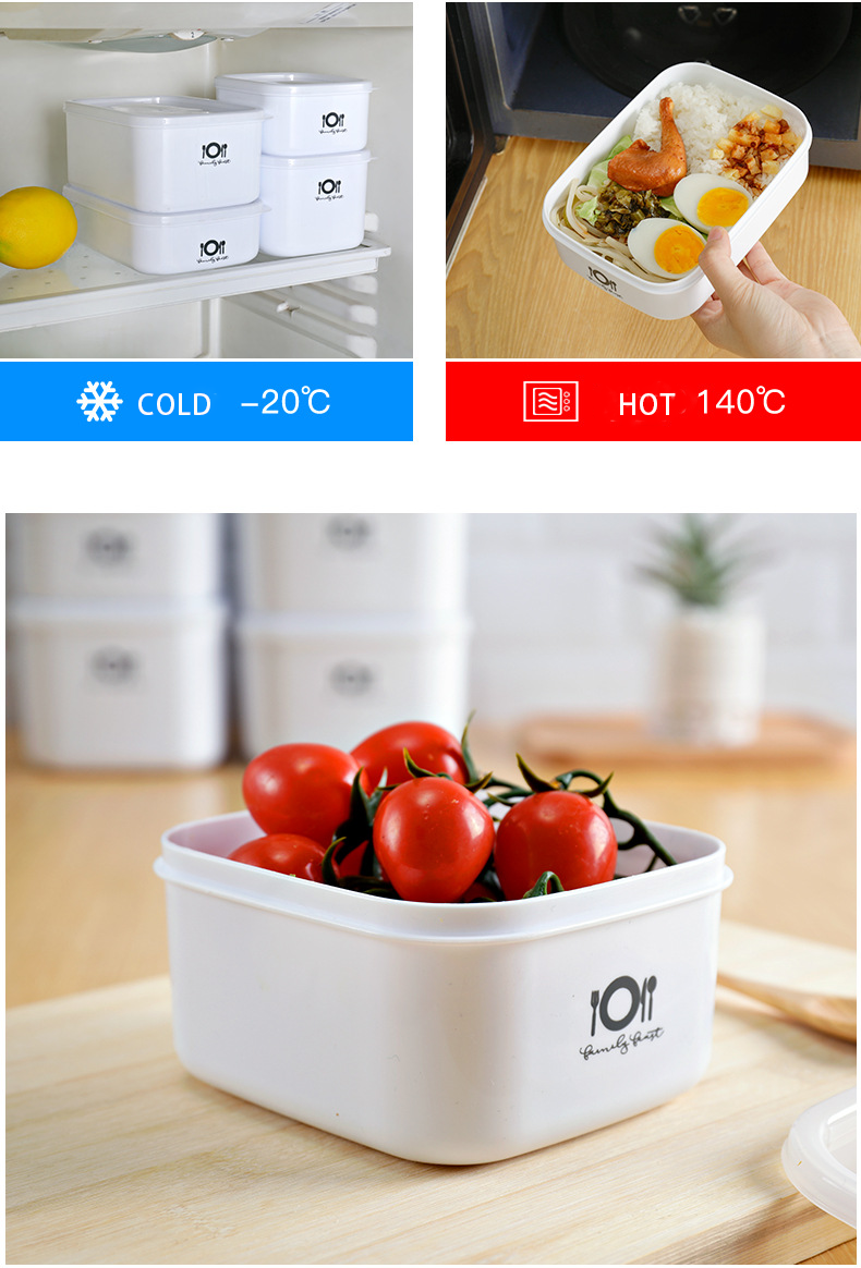 Refrigerator Crisper Set Food Frozen Sealed Storage Box Plastic Stackable Bento Box adult Lunch Box