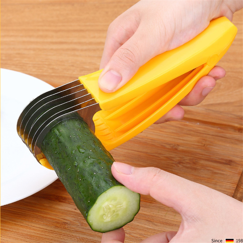 HOT sale Home Kitchen Tool Vegetable Peeler Salad Slice Stainless Steel Banana Cutter Chopper Fruit Cutter Cucumber Knife