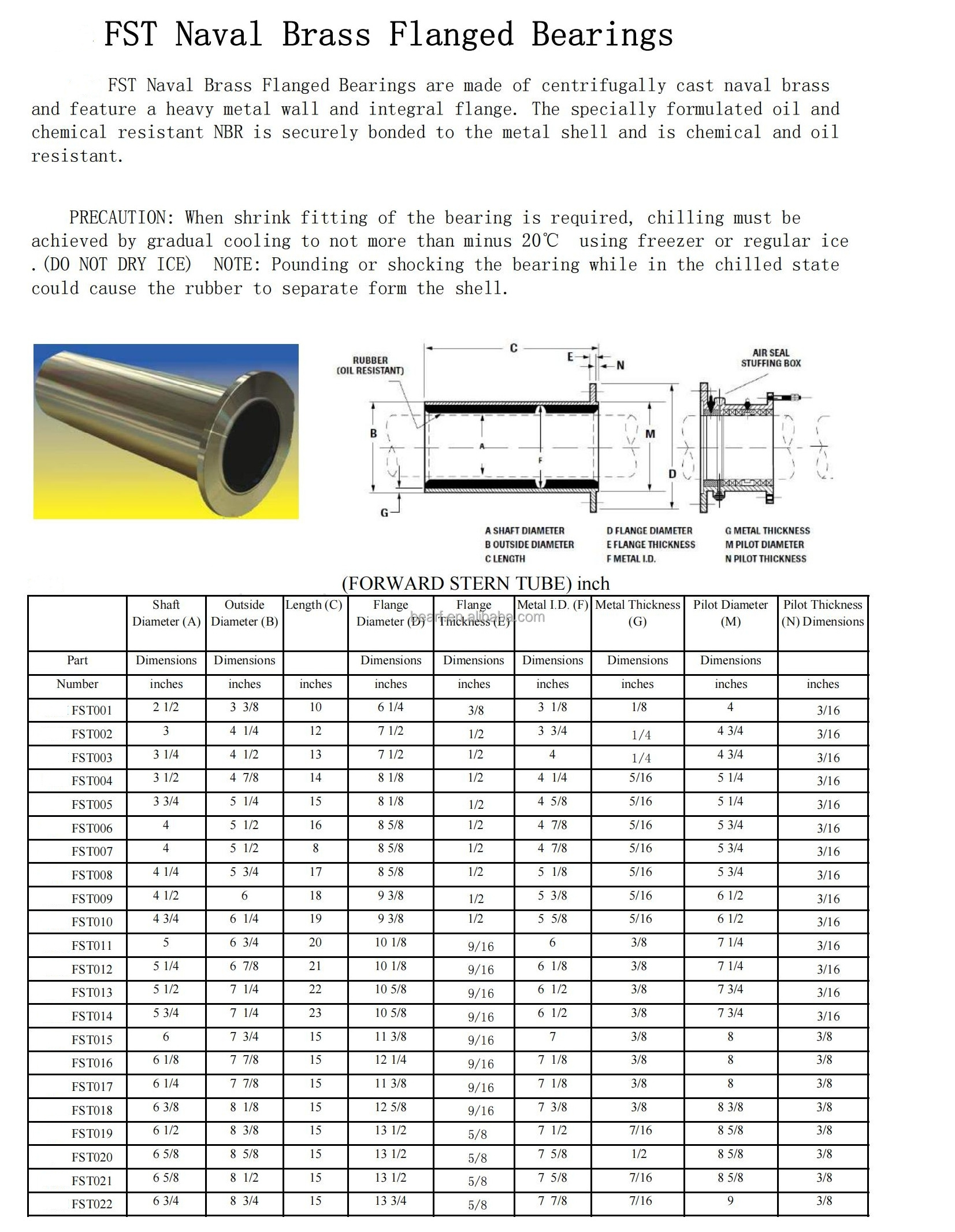 naval brass flanged flange rubber cutless bearing water lubricated for marine boat yacht ship vessel stern tube shaft strut