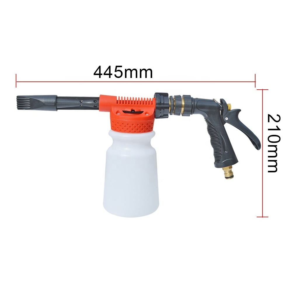 Garden Hose Low Pressure Foam Gun Car Wash Adjustable Soap Gun Snow Foam Lance Foam Cannon Water Sprayer with 1L 32 oz Bottle