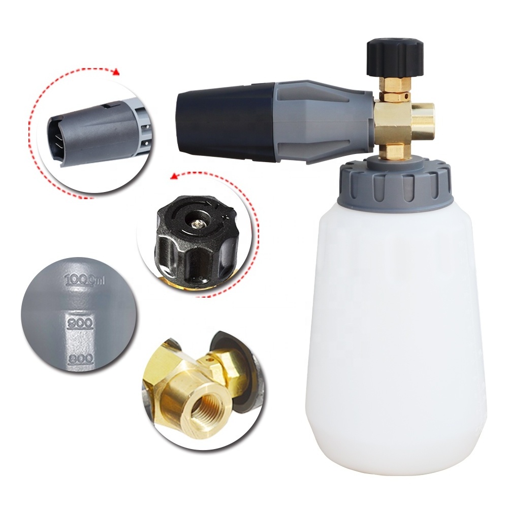 High Pressure Washer Foam Cannon Snow Foam Lance Adjustable Foam Nozzle with Large Mouth Bottle for Water Spray Gun