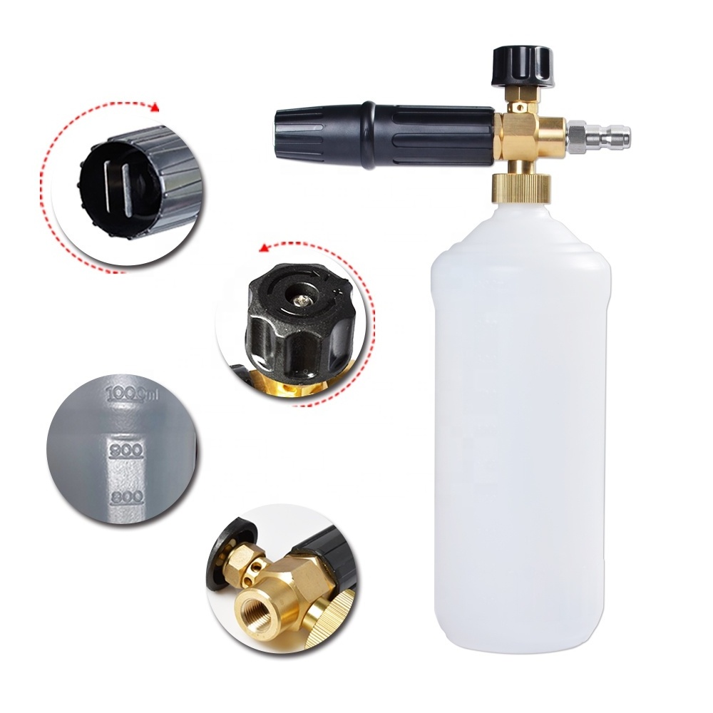 Pressure Washer Foam Cannon Snow Foam Lance Foam Nozzle with Translucent Bottle & 1/4