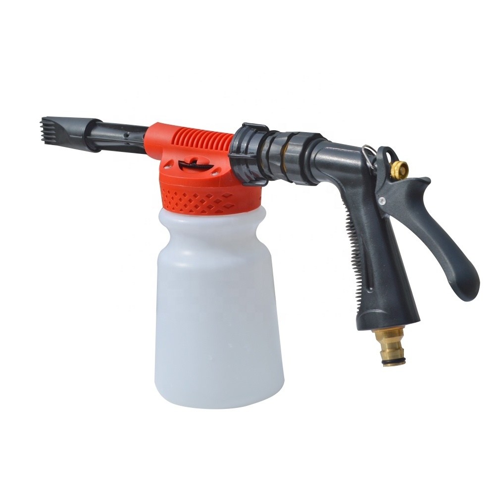 Garden Hose Low Pressure Foam Gun Car Wash Adjustable Soap Gun Snow Foam Lance Foam Cannon Water Sprayer with 1L 32 oz Bottle