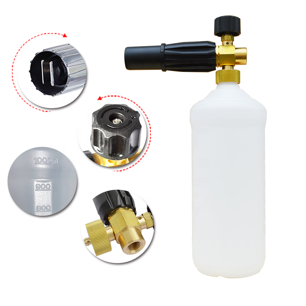 Pressure Washer Soap Gun High Pressure Soap Foamer Car Washer Snow Foam Lance Foam Cannon with Translucent Bottle & Adapter