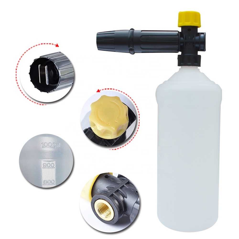 High Pressure Washer Power Washer Plastic DIY Foam Cannon Snow Foam Lance Foam Nozzle Soap Gun Lance with 1L Soap Bottle