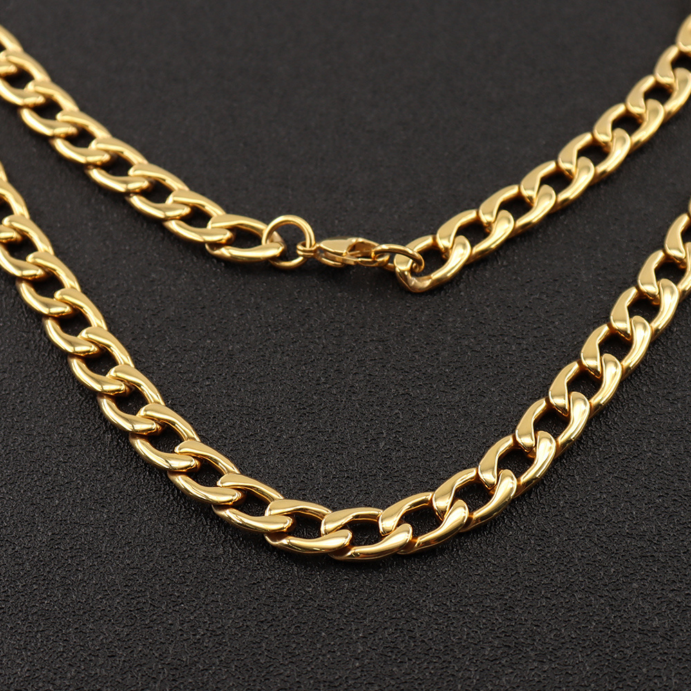 Factory Wholesale Price Good Quality Stainless Steel Figaro Cuban Chain NK Chain 18K Gold PVD Men 5mm Necklace