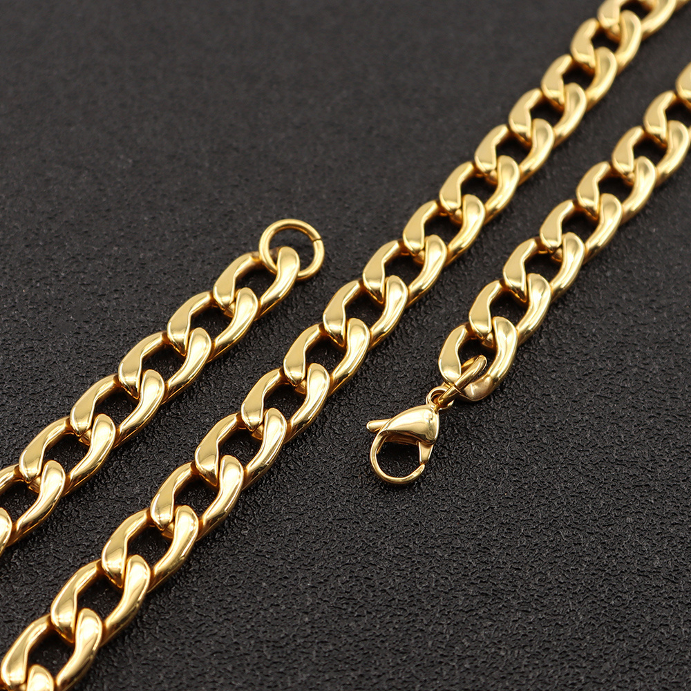 Factory Wholesale Price Good Quality Stainless Steel Figaro Cuban Chain NK Chain 18K Gold PVD Men 5mm Necklace