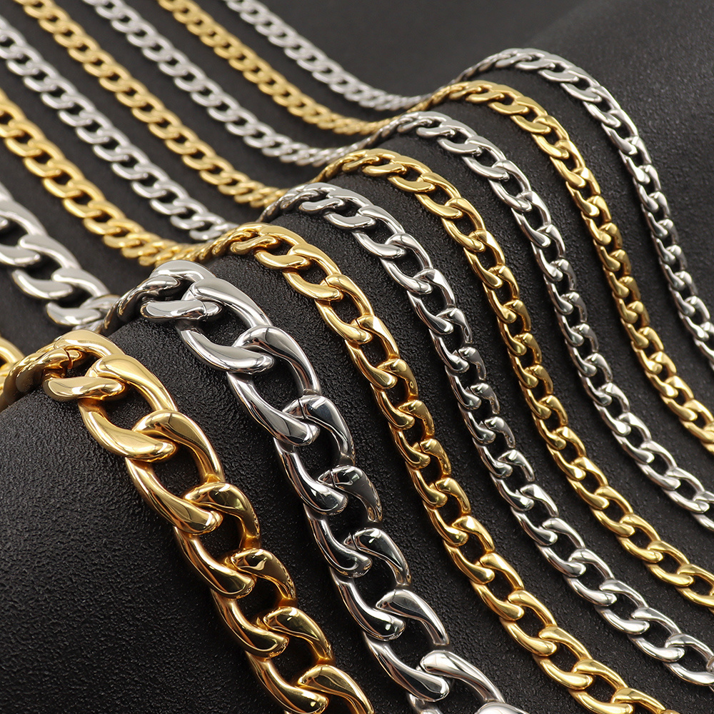 Factory Wholesale Price Good Quality Stainless Steel Figaro Cuban Chain NK Chain 18K Gold PVD Men 5mm Necklace