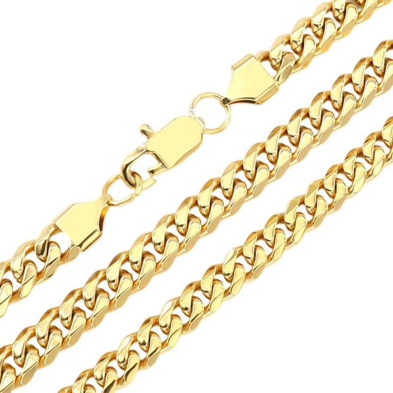 High Quality Stainless Steel 304 Fashion Cuban Link Chain Men's Jewelry 4/5/6mm 18K Gold Crab Clasp High Polish Necklace