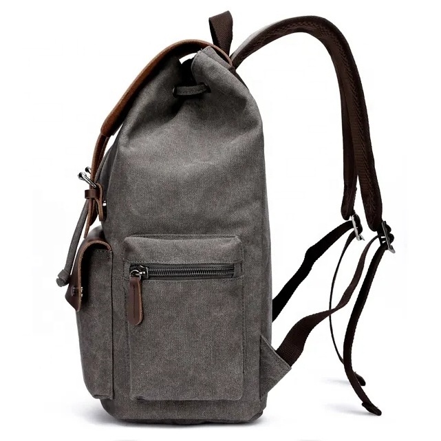 Hot Sale Professional Custom Casual Heavy Duty canvas drawstring bag Versatile travel casual school waxed canvas backpack women