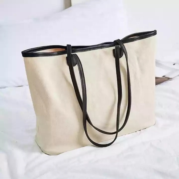 2022 Top selling products Outdoor luxury Fashion Canvas Tote Bag With Leather Handle bag