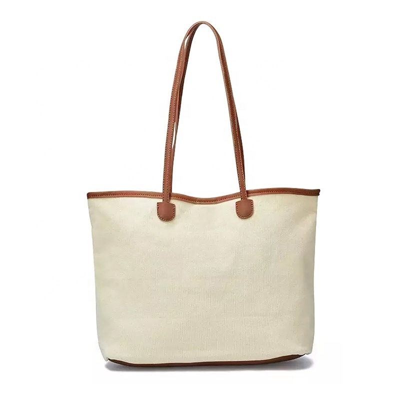 2022 Top selling products Outdoor luxury Fashion Canvas Tote Bag With Leather Handle bag