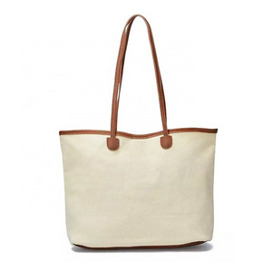 2022 Top selling products Outdoor luxury Fashion Canvas Tote Bag With Leather Handle bag