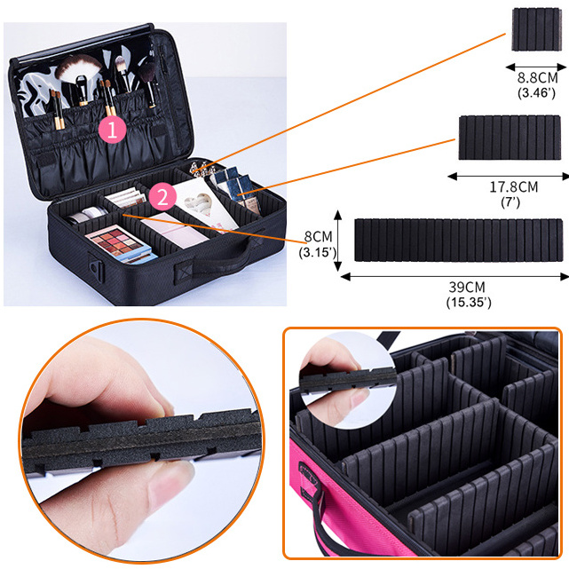 Fashionable Chinese supplier office box makeup travel outdoor black large capacity cosmetic train case