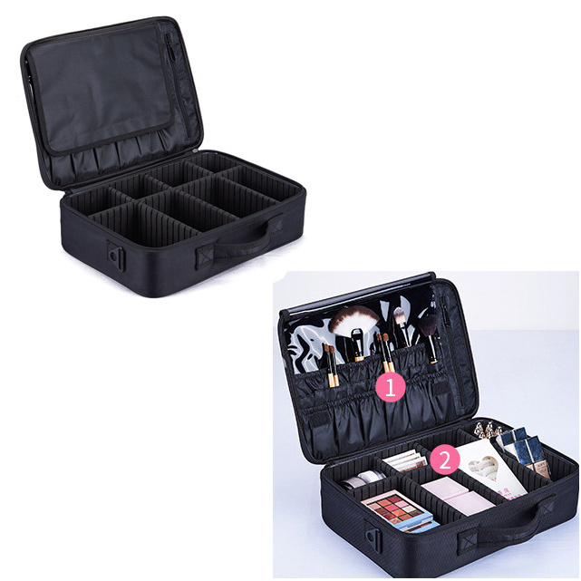 Fashionable Chinese supplier office box makeup travel outdoor black large capacity cosmetic train case