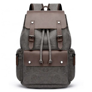 Hot Sale Professional Custom Casual Heavy Duty canvas drawstring bag Versatile travel casual school waxed canvas backpack women