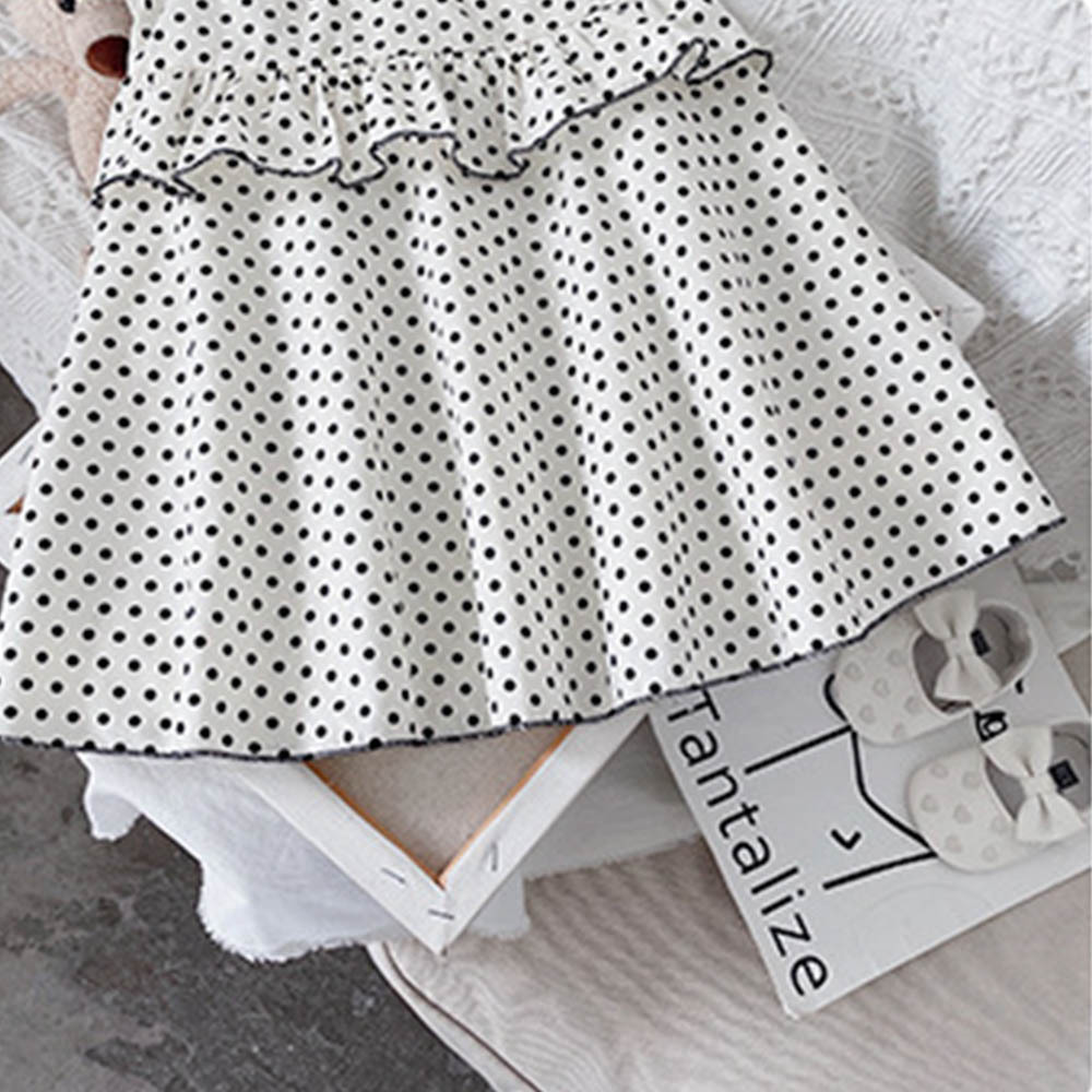 Bear Leader Summer Girl Dress 2022 New Korean Style Doll Collar Dress Puff Sleeve Polka Dot Princess Dress Girl Outfit 2-7 Years