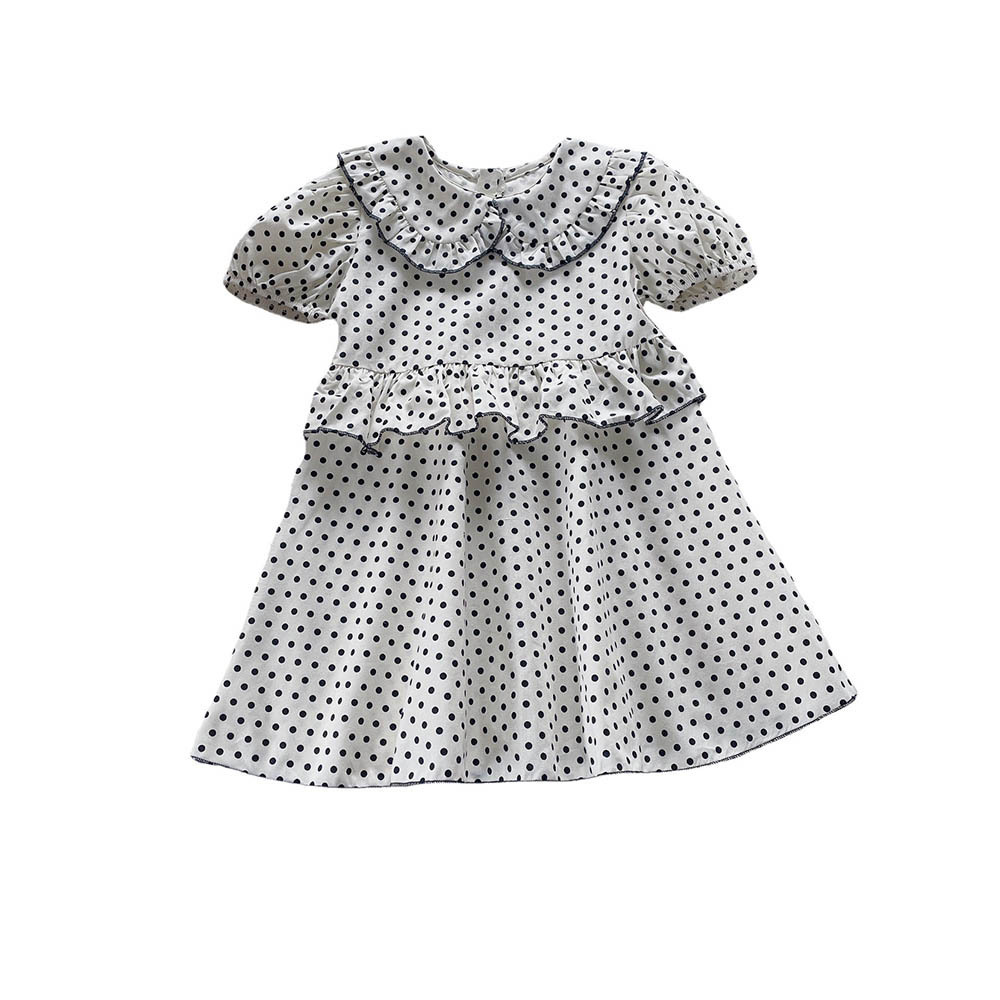 Bear Leader Summer Girl Dress 2022 New Korean Style Doll Collar Dress Puff Sleeve Polka Dot Princess Dress Girl Outfit 2-7 Years