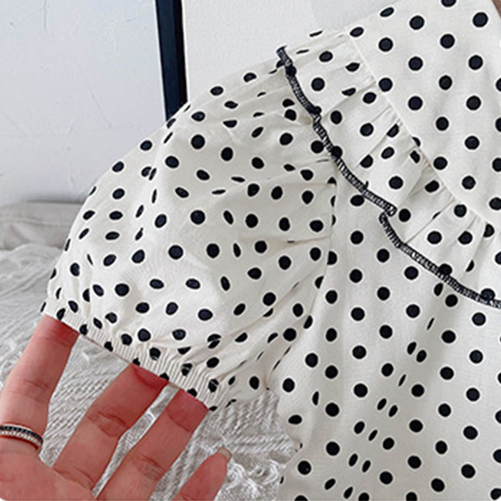 Bear Leader Summer Girl Dress 2022 New Korean Style Doll Collar Dress Puff Sleeve Polka Dot Princess Dress Girl Outfit 2-7 Years