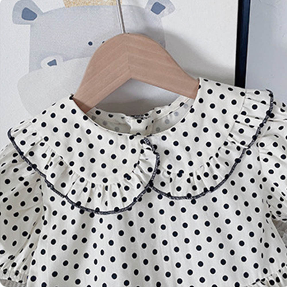 Bear Leader Summer Girl Dress 2022 New Korean Style Doll Collar Dress Puff Sleeve Polka Dot Princess Dress Girl Outfit 2-7 Years