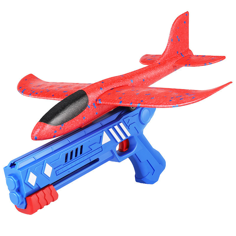 Hot Selling Soft Flight Flying Foam Airplane Shoot Gun Pistol Toys Outdoor Play Kids Glider Kid Catapult Plane Gun Launcher Toy