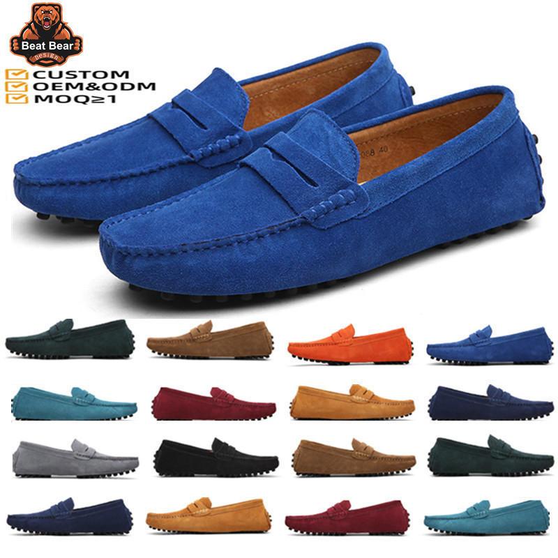 Custom Mocassin Men Shoes Loafers Cow Suede Leather Office Shoes Loafer Shoes Antique Earthy Dress Suede Loafers For Men