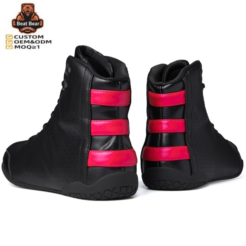 Make Your own Logo Gym Boxing Bodybuilding Shoes with Name Designer Leather Wrestling Shoes Custom Split Sole