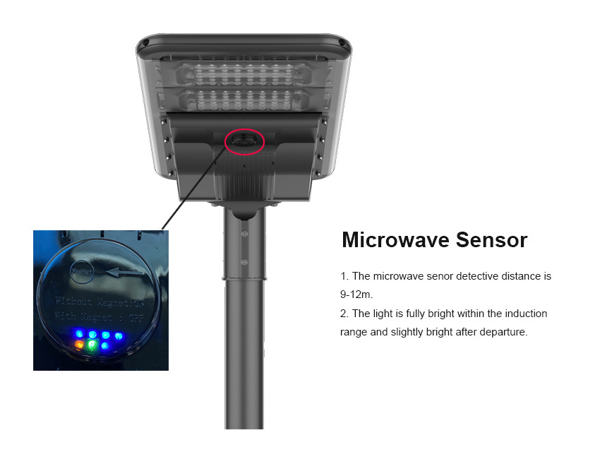 IP66 Outdoor waterproof solar cell lamp all in one 100W  50W 120W  Motion Sensor Led Solar Street Light