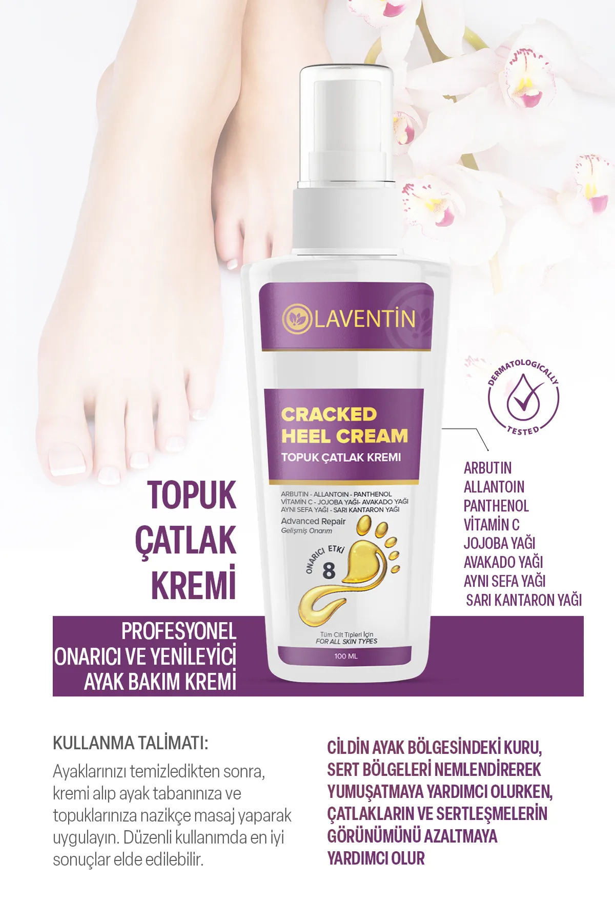 Whitening And Crack Repairing Foot And Heel Repair Cream 100 ml For Perfect, Soft Feet And Heels