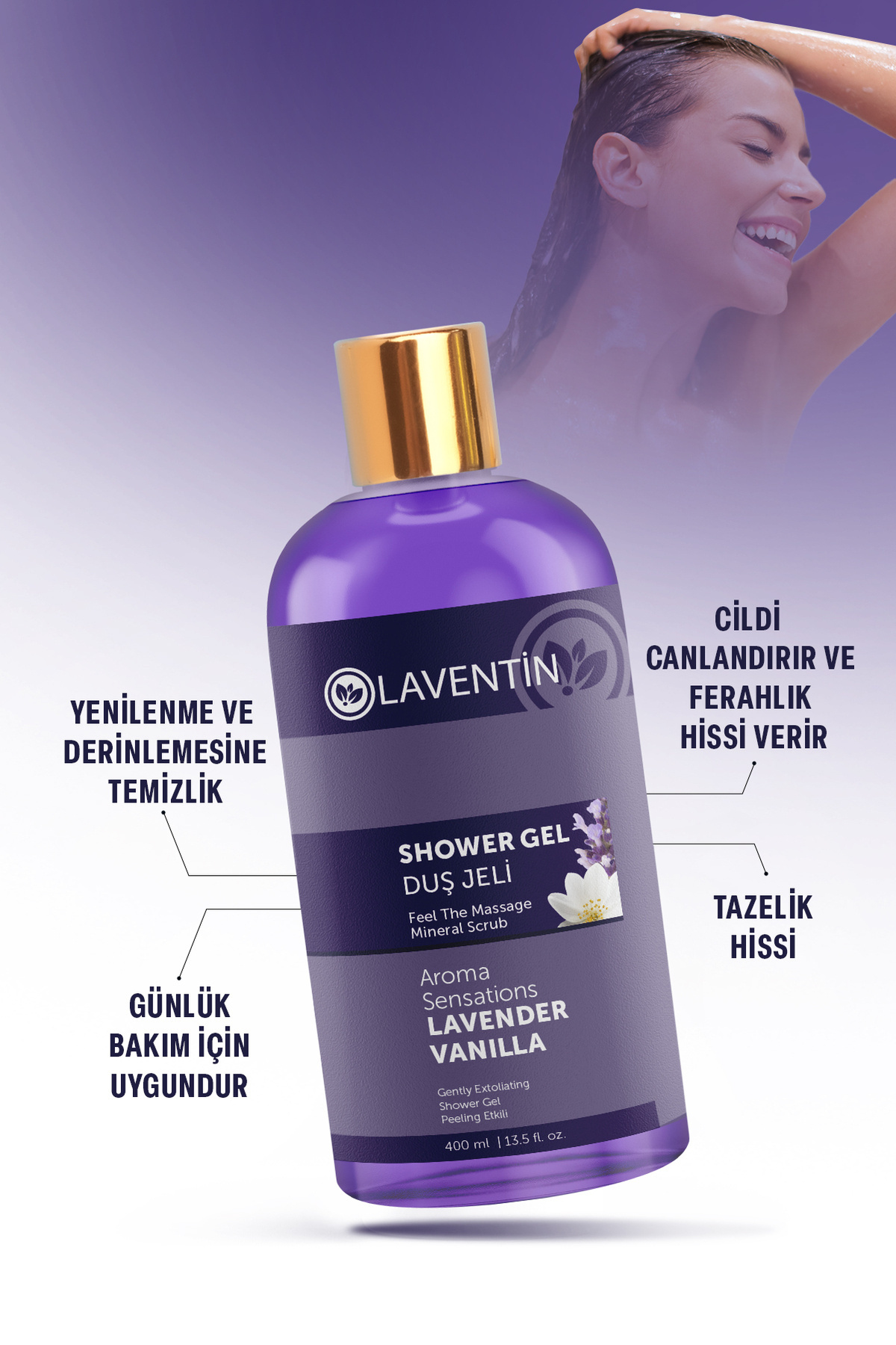 Aromatherapy Lavender - Vanilla Shower Gel Shower Gel Body Cleansing And Freshness Skin Moisturization