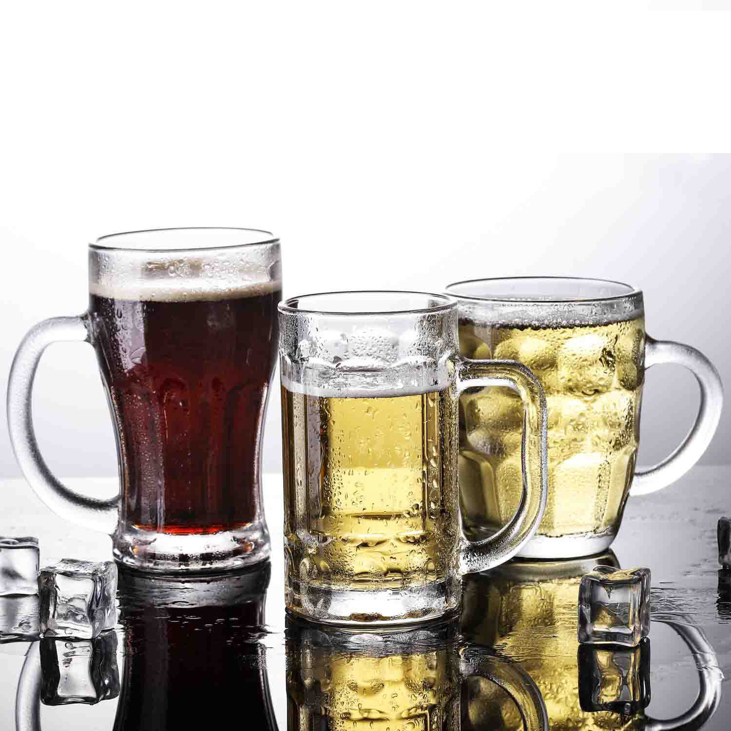 China Supplier wholesale custom logo high quality 300ML-1000ML Clear Cheap Transparent big glass beer mug with handle