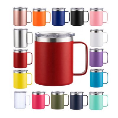 12 OZ Powder Coating Custom Double Wall Vacuum Insulated Stainless Steel mugs Travel Coffee Mug with Handle