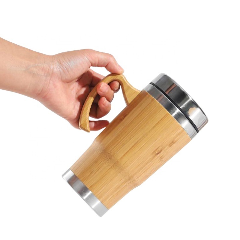 Customized Bamboo Flask Thermoses Reusable Coffee Cup Bamboo Water Bottle with Stainless Steel Bamboo Tea Cup