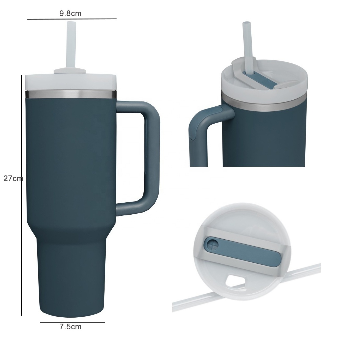 Beauchy Custom Vacuum Insulated Stainless Steel 40 Oz Tumbler Cup With Silicone Handle And Straw New2.0 Travel 40oz Mug