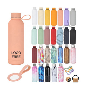 Custom 2023 New 17 oz 32 oz Water Bottle Set 500ml 1L Motivational Stainless Steel Small Mouth Water Bottle With Silicone Rope