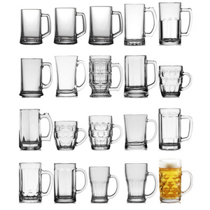 China Supplier wholesale custom logo high quality 300ML-1000ML Clear Cheap Transparent big glass beer mug with handle