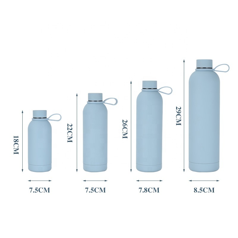 wholesale eco custom colorful double wall thermo flask 500ml stainless steel rubber matte paint outdoor small mouth water bottle