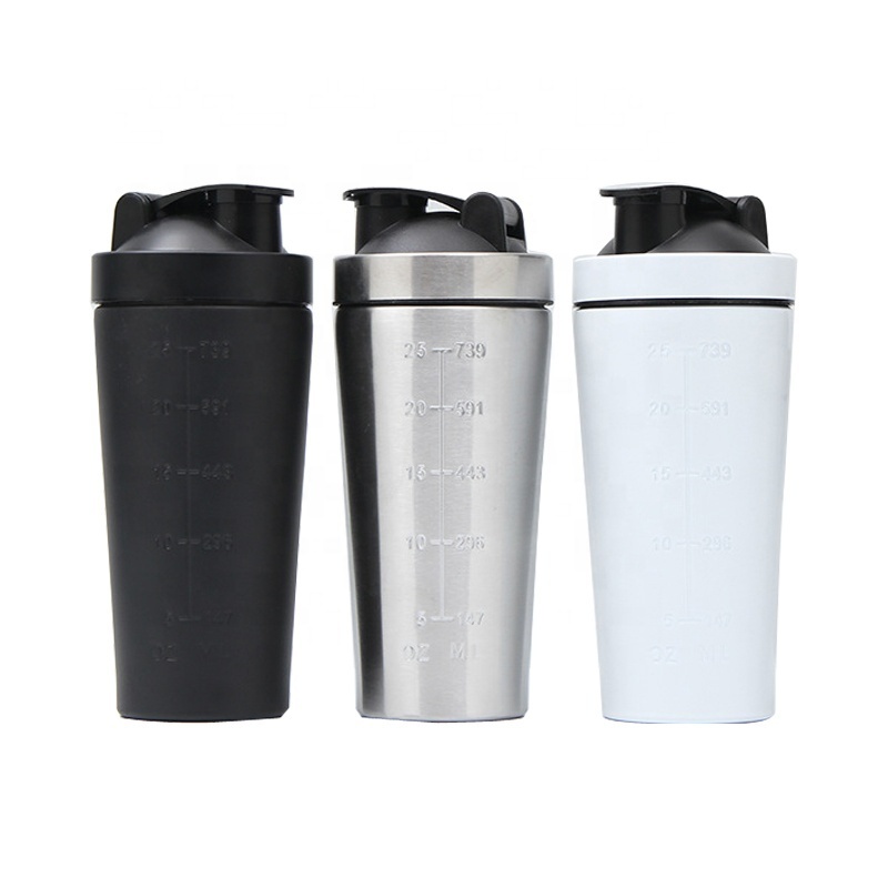 Chinese supplier 750ml shakers disposable stainless steel protein shaker