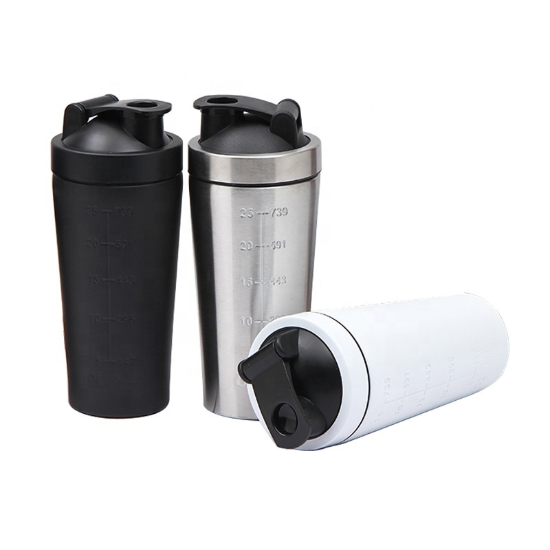 Chinese supplier 750ml shakers disposable stainless steel protein shaker