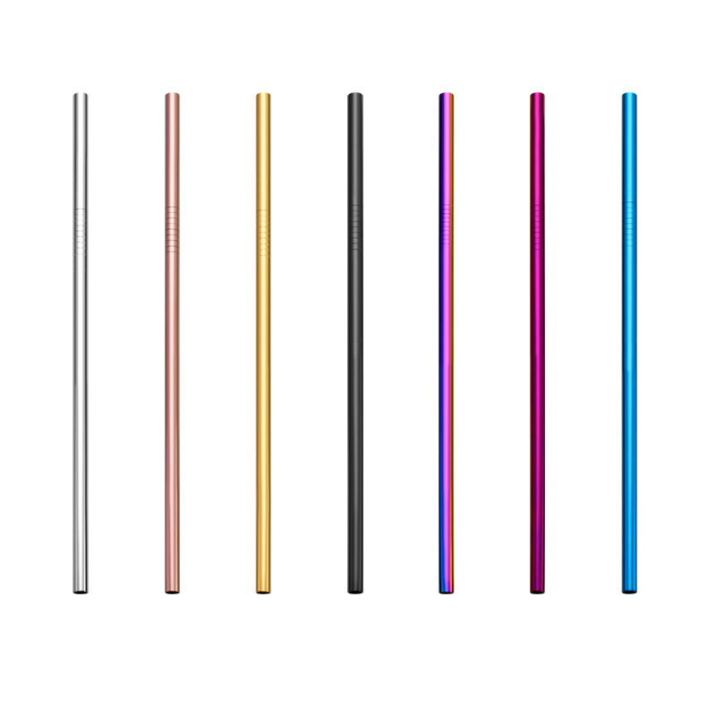 Colorful 304 Stainless Steel Straws Reusable Drinking Straw High Quality Bent Metal Straw with Cleaner Brush