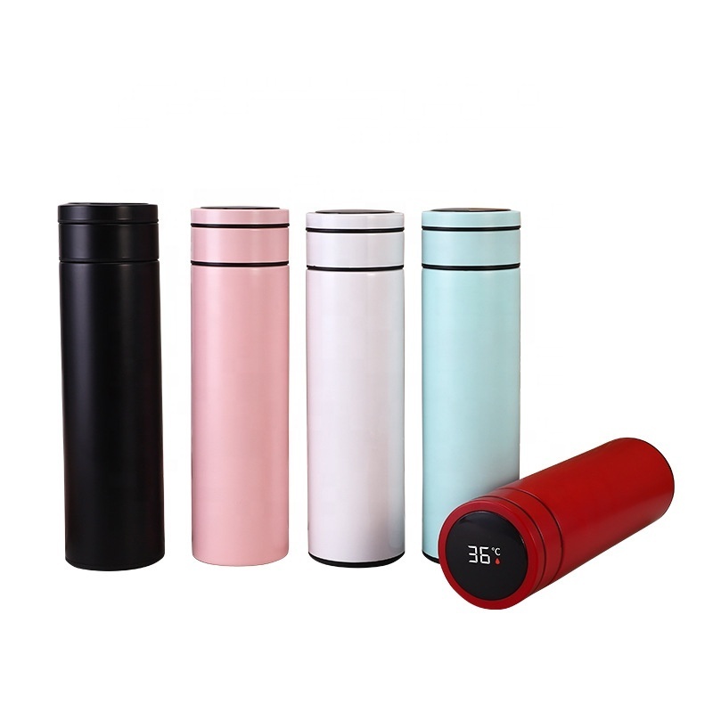 Custom logo Double Wall Vacuum Display 500 Ml Smart Water Bottle Led Digital Electric Thermal Flask With Temperature